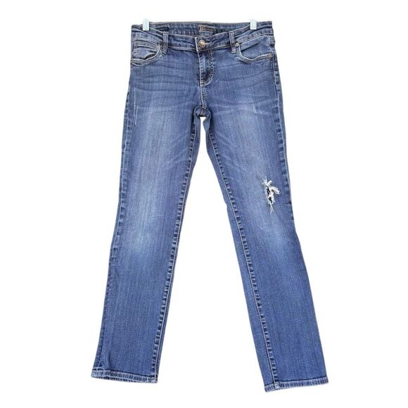 Kut From The Kloth Blue Jeans Women’s Size 6 Mid Rise Distressed Light Wash - Picture 2 of 8